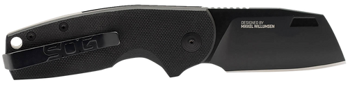 S.O.G SOG16030757 Stout SJ 2.60" Folding Clip Point Plain Stonewashed Cryo D2 Steel Blade/ Black Textured G10 Handle Includes Belt Clip, Presentation Box