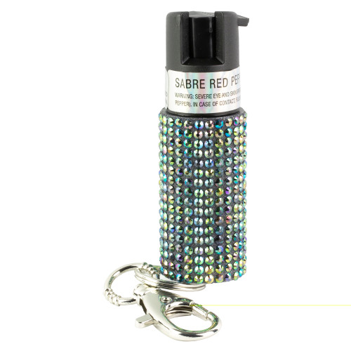 Sabre Jeweled Pepper Spray W/ - Snap Clip/twist Lock Black