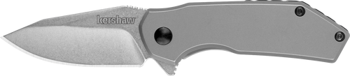 Kershaw 1375 Valve  EDC 2.25" Folding Drop Point Plain Stonewashed 4Cr14 Blade, Bead Blasted Stainless Steel Handle