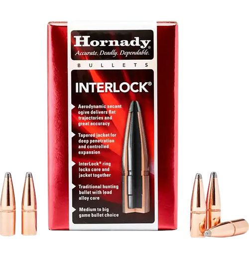 Hornady 3335 InterLock  338 Cal .338 250 gr Soft Point Recoil Proof 100 Per Box/ 15 Case