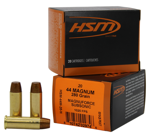 Hsm Subsonic 44 Rem Mag 280gr - Hard Cast Lead Fn 20rd 20bx/cs