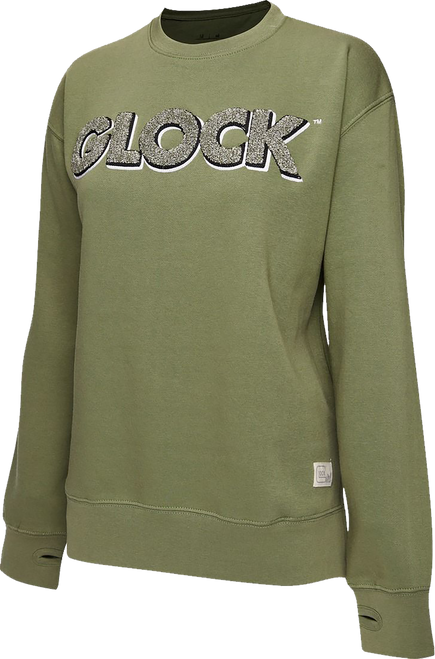 Glock AP96260 Crewneck Raglan Fleece Olive Cotton/Polyester Long Sleeve Small