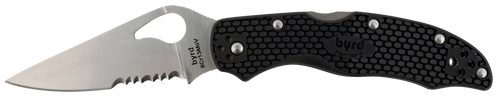 Spyderco BY01PSBK2 Byrd Harrier 2 Lightweight 3.36" Folding Part Serrated 3Cr13MoV SS Blade Black  Textured FRN Handle Includes Pocket Clip