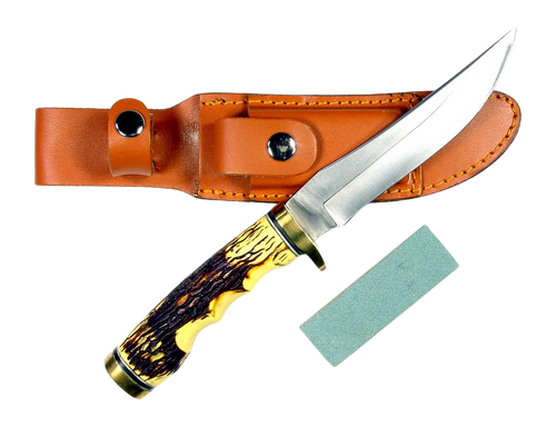 Ruko Fixed Blade Hunting Knife - 5" Delrin Deer Horn Handle