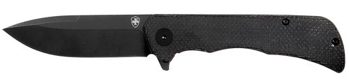 Templar Knife PFMBK321 Paladin  3.27" Folding Drop Point Plain Black Powder Coated D2 Steel Blade, 4.40" Black Micarta Handle
