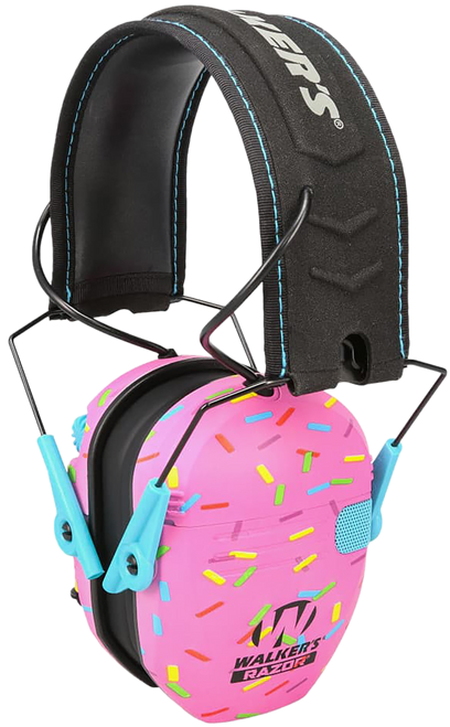 Walker's GWPRSEMSPRNKP Razor Slim Electronic Muff 23 dB Over the Head Pink Sprinkles