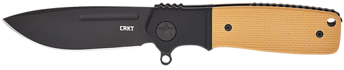 CRKT K245BKP Homefront Compact 2.91" Folding Plain Black DLC S35VN SS Blade, Black/Tan G10 Handle