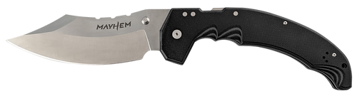 Cold Steel CSFL60DPLM Mayhem  6" Folding Clip Point Modified Cleaver Plain Satin AUS-10A SS Blade/7.20" Black Contoured G10 Handle Includes Pocket Clip