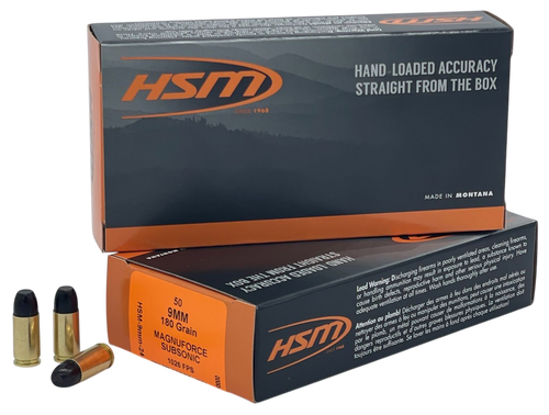 Hsm Subsonic 9mm Luger 180gr - Hard Cast Lead Fn 50rd 10bx/cs