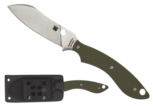 Spyderco FB50GPOD Stok  2.95" Fixed Drop Point Plain Stonewashed 8Cr13MoV SS Blade/Olive Drab Textured G10 Handle Includes Sheath w/G-Clip