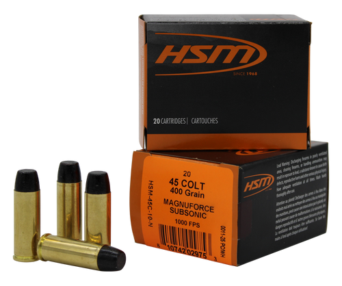 Hsm Subsonic 45 Lc 400gr - Hard Cast Lead Fn 20rd 20bx/cs