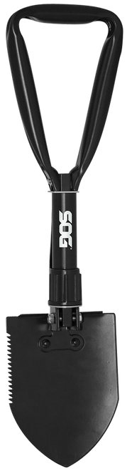 S.O.G SOGF08N Entrenching Tool  Folding Shovel Plain/Serrated Blade Black Powder Coated High Carbon Steel Handle 18.25" Long Includes Sheath