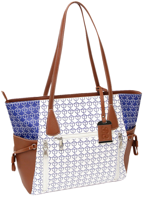 BDOG BDP-086     TOTE STYLE PURSE W/HLSTR  WHT/BLU