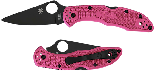Spyderco C11FPPNS30VBK Delica 4 Lightweight 2.90" Folding Plain Black TiCN CPM S30V SS Blade/Pink Textured w/Black Accents FRN Handle Includes Pocket Clip