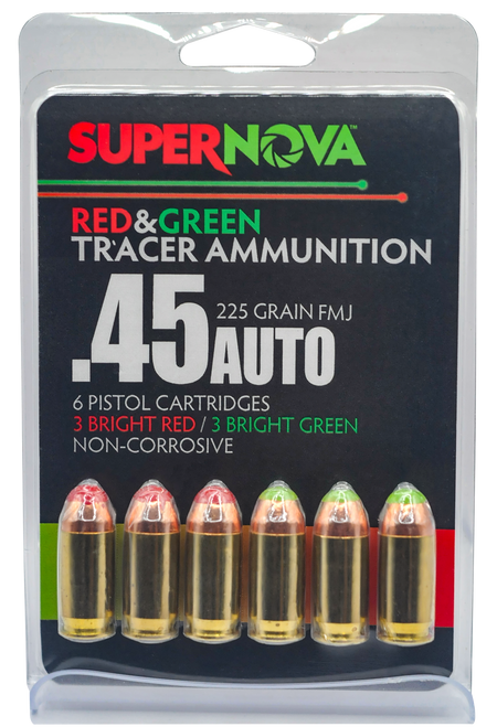 Supernova PMSN45ACMP Green/Red Tracer  45ACP 225gr Full Metal Jacket 6 Per Box/60 Case