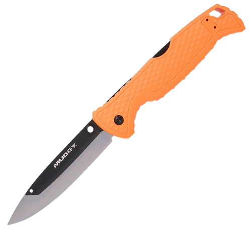 Muddy MUD-FL-35RB5PZ SWAP Replace-A-Blade 3.50" Folding Drop Point Plain 420J2 SS Blade, Blaze Orange Textured GFN Handle, Includes Lanyard/Pocket Clip, 3 Replacement Blades