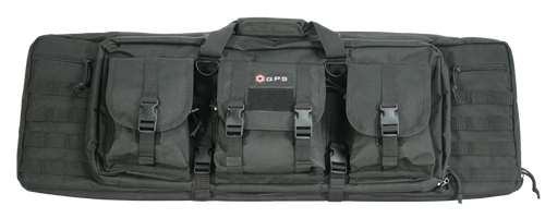 GPS Bags DRC36 Double Rifle Case 36" Black 600D Polyester w/ 2 Padded Pistol Sleeves MOLLE Webbing & Lockable Zippers