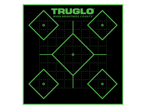 TruGlo TG14A25BB Tru-See 5- Diamond Target Self-Adhesive Heavy Paper Black/Green 12"x12" 25 Pack