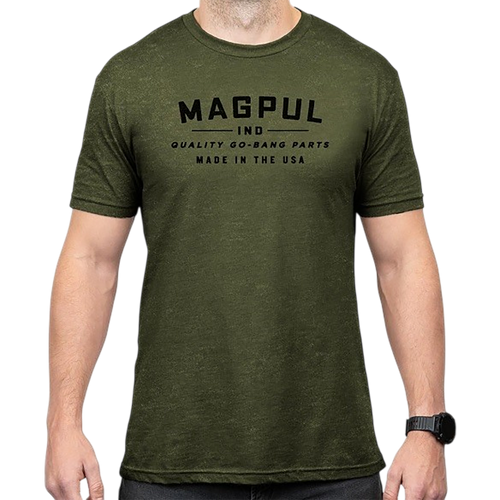 Magpul MAG1112-317  Go Bang Parts Olive Drab Heather Cotton/Polyester Short Sleeve Small