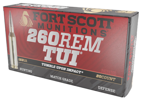 Fort Scott Munitions 260123SCV2 Tumble Upon Impact (TUI)  260Rem 123gr Solid Copper Spun 20 Per Box/25 Case