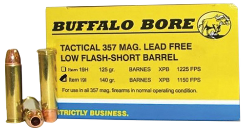 Buffalo Bore Ammunition 19I20 Buffalo-Barnes Strictly Business 357Mag 140gr Barnes VOR-TX XPB Lead Free 20 Per Box/12 Case