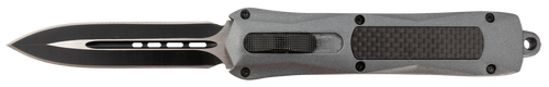 Steel River Knives A163BD Spartan  3.50" OTF Dagger Plain Black/Silver 440C SS Blade/ Gray w/Carbon Fiber Inlay Aluminum Zinc Alloy Handle