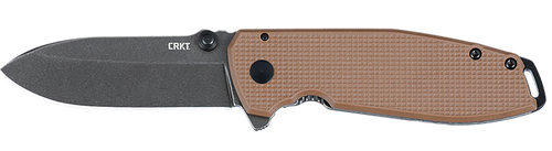CRKT 2495B SQUID XM 2.95" Folding Drop Point Plain Stonewashed D2 Steel Blade, Brown Textured G10/SS Handle