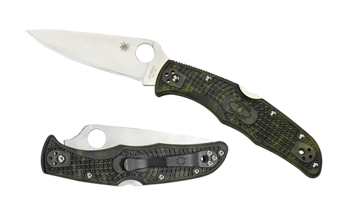 Spyderco C10ZFPGR Endura 4 Lightweight 3.80" Folding Plain Satin VG-10 SS Blade/Zome Green Bi-Directional Texturing FRN Handle Includes Pocket Clip