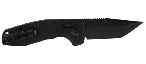 S.O.G SOG-15-38-10 SOG-TAC Auto Compact 2.94" Folding Tanto Part Serrated Black TiNi Cryo D2 Steel Blade Black Micro-Textured Anodized Aluminum Handle Includes Pocket Clip