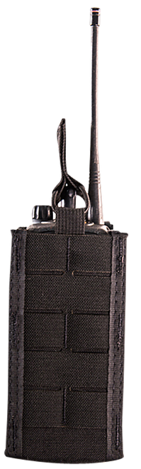 High Speed Gear 41rd00BK TACO Duty Radio Holder, Black Nylon with MOLLE Exterior & Bungee Pull Tongue, Fits MOLLE & 2" Belt
