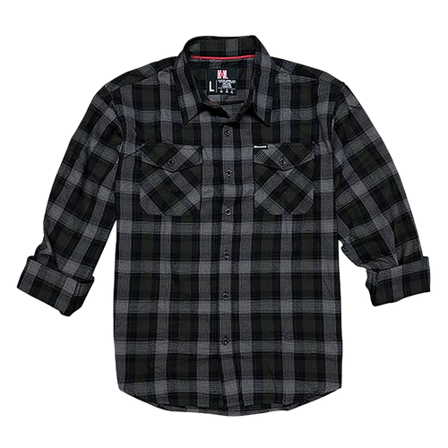 Hornady Gear 32213 Flannel Shirt  Large Olive/Black/Gray,  Cotton/Polyester, Relaxed Fit Button Up