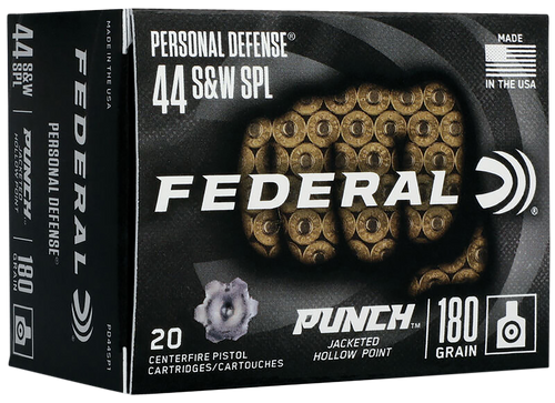 Federal PD44SP1 Punch Personal Defense 44S&W Spl 180gr Jacketed Hollow Point 20 Per Box/10 Case