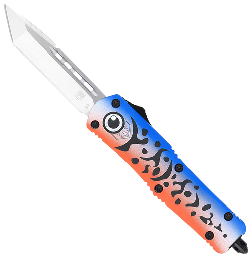 CobraTec Knives MFLBLUFS3TNS FS-3 Fishing Lure Medium 3" OTF Tanto Plain Satin D2 Steel Blade, 4.50" Blue Fishing Lure Aluminum Cerakoted Handle