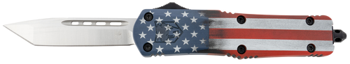 CobraTec Knives MCUSAFS3TNS FS-3 American Flag Medium 3" OTF Tanto Plain Satin D2 Steel Blade, 5" US Flag Aluminum Cerakoted Handle