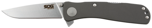 S.O.G SOGTWI8CP Twitch II 2.65" Folding Drop Point Plain Satin AUS-8A SS Blade Gray Anodized Aluminum Handle Includes Belt Clip