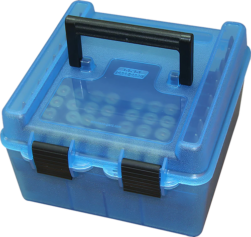 MTM Case-Gard R100MAG24 Deluxe Ammo Box  Blue Polypropylene 100rd