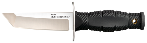 Cold Steel CS39LSAA Leatherneck  Mini 3.50" Fixed Tanto Plain Satin 8Cr13MoV SS Blade/3.25" Black Deep Checkered w/Double Quillon Guard Kray-Ex Handle Includes Sheath