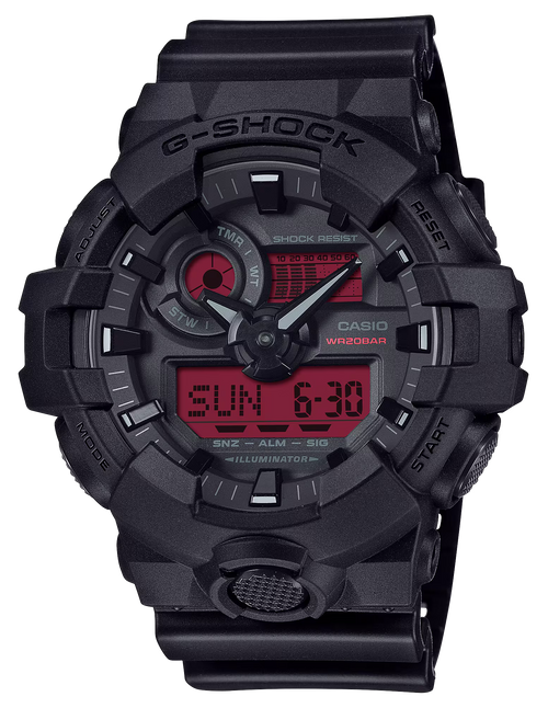 GSHOCK ga700BBR1ACR  ANALOG DIGITAL BLK/RED