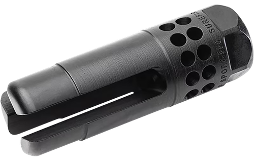 SureFire WARCOMPSPORT7625824 Warcomp Sport Flash Hider 30 Cal (7.62mm NATO) 5/8"-24 tpi, Open Tine 3-Prong, Ported Black Stainless Steel for AR/M4 Platform