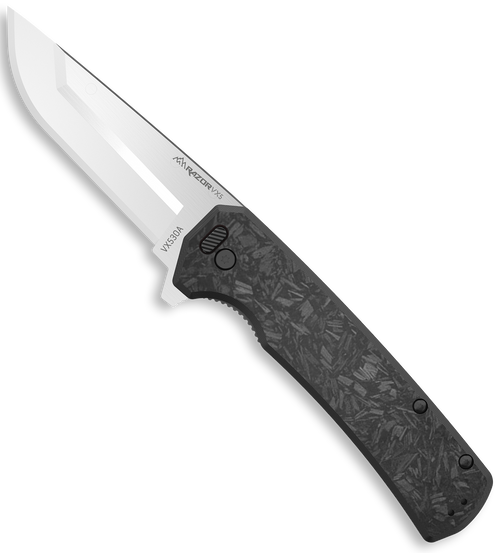 Outdoor Edge VX530A Razor VX5 EDC 3" Folding Plain Satin 420J2 SS Blade, Black Carbon Fiber/G10 Handle