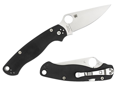 Spyderco C81GPLE2 Para Military 2  3.42" Folding Plain Satin CPM S45VN SS Blade Black Textured G10 Handle Left Hand Includes Pocket Clip