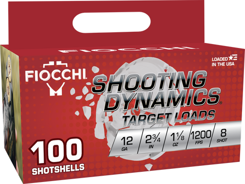 Fiocchi 12SDB188 Shooting Dynamics  12Gauge 2.75" 1 1/8oz 8Shot 100 Per Box/2 Case