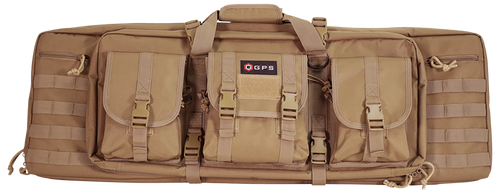 GPS Bags DRC36FDE Double Rifle Case 36" Flat Dark Earth 600D Polyester w/ 2 Padded Pistol Sleeves MOLLE Webbing & Lockable Zippers
