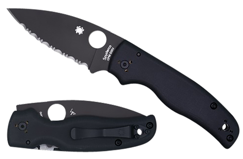 Spyderco C229GSBK Shaman  3.58" Folding Serrated Black DLC CPM S30V SS Blade/Black Textured G10 Handle Includes Pocket Clip