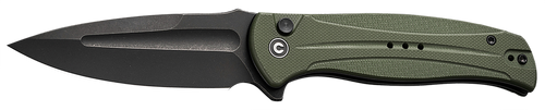 Civivi Knives C23053-2 Incindie  3.48" Folding Spear Point Plain Black Stonewashed 14C28N Steel Blade, OD Green Textured G10 Handle