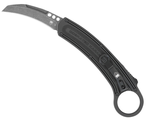 CobraTec Knives CTBKRH Karambit  2.75" Folding Plain Stonewashed D2 Steel Blade, 5.88" Black Anodized w/Finger Ring Aluminum Handle