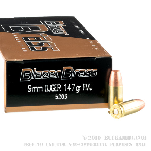 CCI Ammunition - Blazer Brass - 9mm - 147 Grain FMJFN - 50 Rounds / Box Ammo - 5203