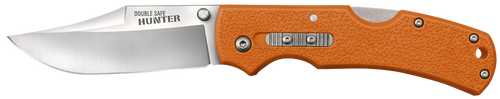 Cold Steel CS23JBZ Double Safe Hunter 3.50" Folding Clip Point Plain Satin 8Cr13MoV SS Blade, 4.88" Blaze Orange Textured GFN Handle