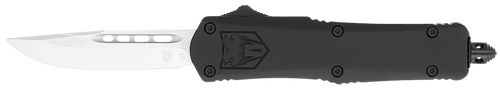 CobraTec Knives SBFS3DNS FS-3  Small 2.75" OTF Drop Point Plain D2 Steel Blade, 4.25" Black Aluminum Alloy Handle