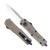 CobraTec Knives MWTPFS3DNS FS-3 We The People Medium 3" OTF Drop Point Plain D2 Steel Blade Tan w/"We The People" Aluminum Cerakoted Handle Features Glass Breaker Includes Pocket Clip